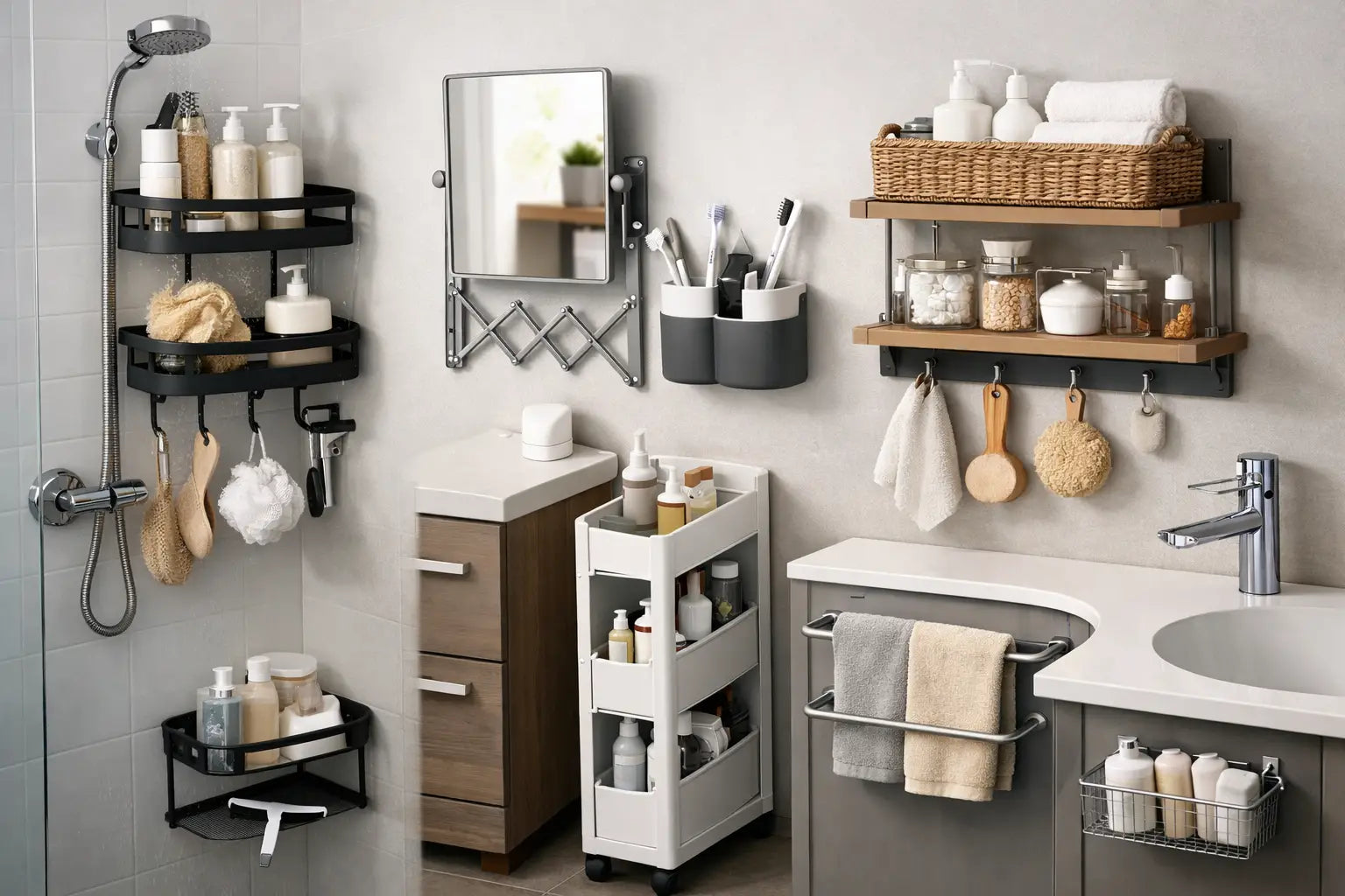8 accessoires salle de bain gain de place