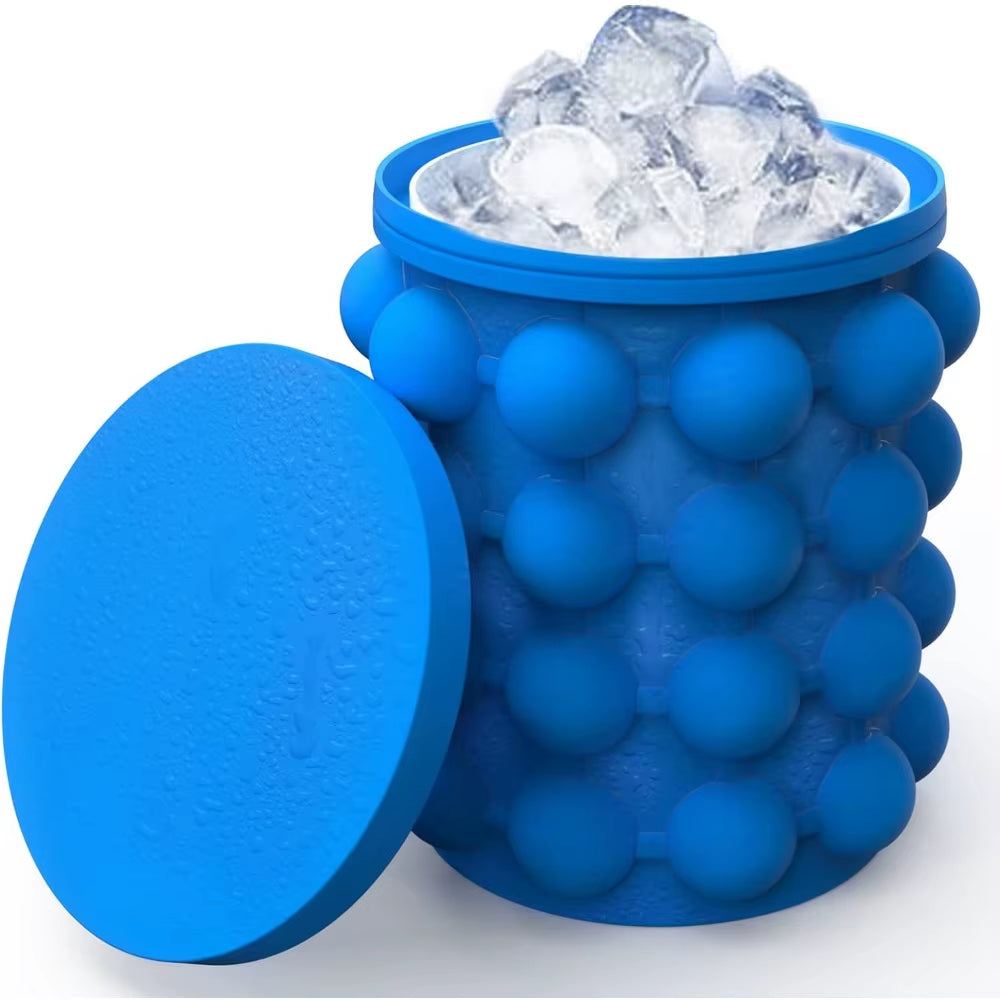 Moule À Glaçons 2 En 1, Plateaux À Glace, Grand Seau À Glace En Silicone, Machine À Boissons Glacées Portable Pour Whisky, Bière, Outils De Cuisine