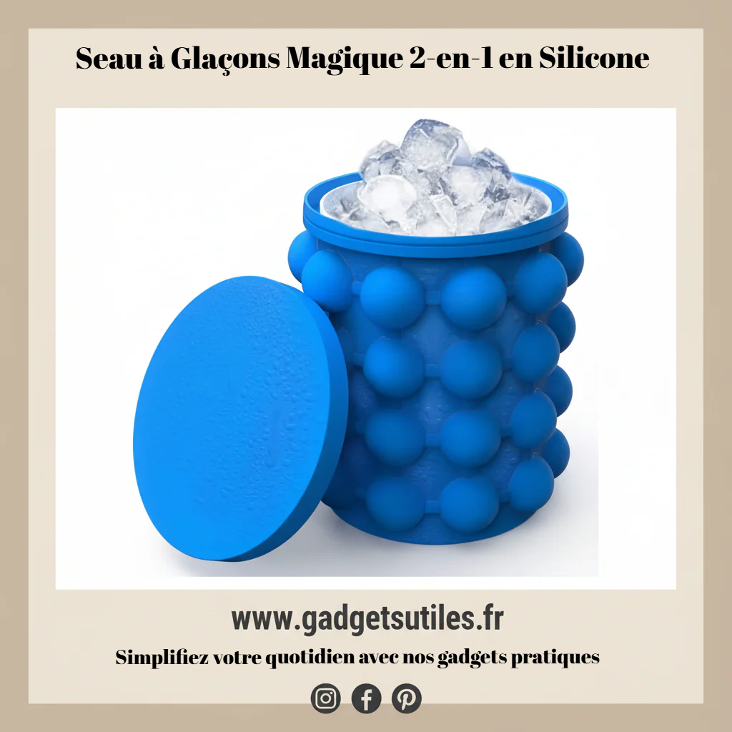 Seau à Glaçons Magique 2-en-1 en Silicone (Gain de place) Gadgets Utiles