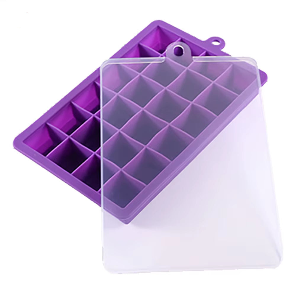 Avec Couvercle/Sans Couvercle, Plateau À Glace En Silicone À 24 Trous, Boîte Carrée, Purée Alimentaire Auxiliaire, Fromage, Gelée, Moule, Bar, Outil De Cuisine, Cube À Cocktail