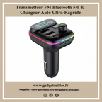 Transmetteur FM Bluetooth 5.0 & Chargeur Auto Ultra-Rapide (USB/PD) Gadgets Utiles