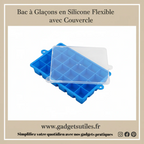 Bac à Glaçons en Silicone Flexible avec Couvercle (24 Cubes) – Démoulage Facile & Anti-Odeurs Gadgets Utiles