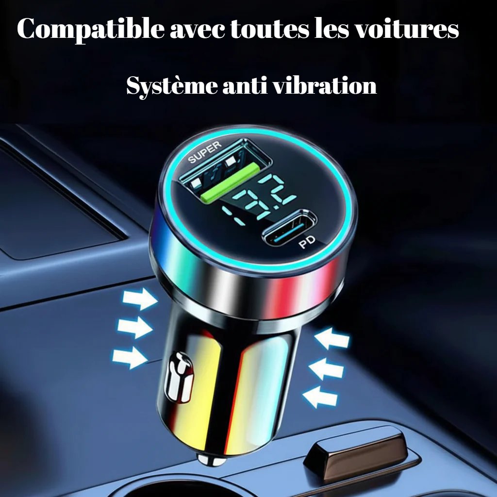 Chargeur De Voiture Rapide Pour Touristes, USB Type C, Charge Rapide Pour Iphone 13 Pro, 12-24V, 120W + PD20W
