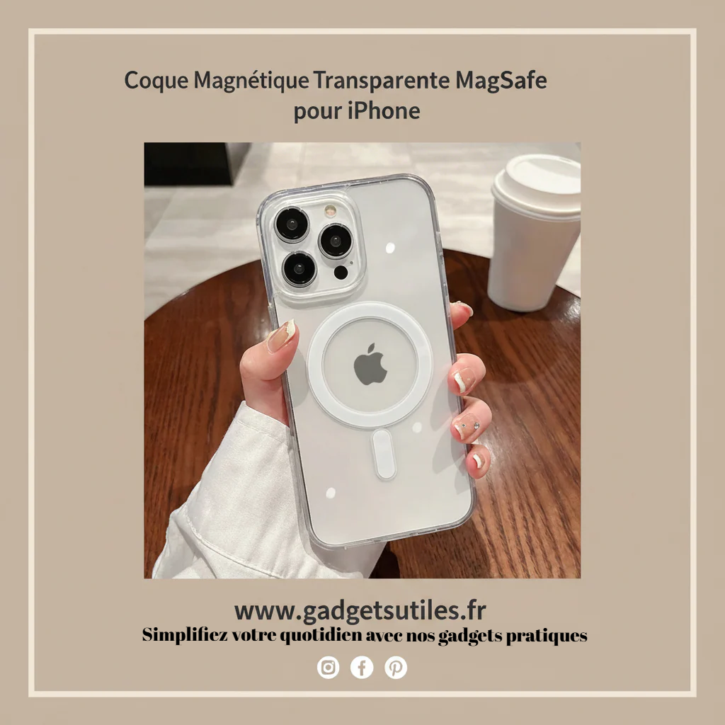 Coque Magnétique Transparente MagSafe pour iPhone – Protection Antichoc & Invisible Gadgets Utiles