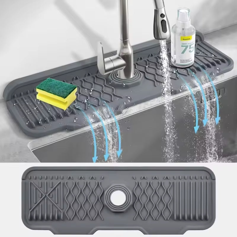 Protection Contre Les Éclaboussures Pour Évier De Cuisine, Collecteur D'Éclaboussures Pour Tapis De Robinet, Plateau Anti-Goutte À Poignée, Polyvalent Pour Tapis De Séchage De Vaisselle De Cuisine, Éponge