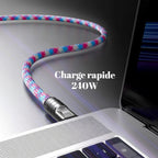 Porte-Clés Portable Câble Court USB C À Type C 240W Charge Rapide USB C À Type C Cordon De Données Pour Iphone 15 16 Ordinateur Portable Samsung