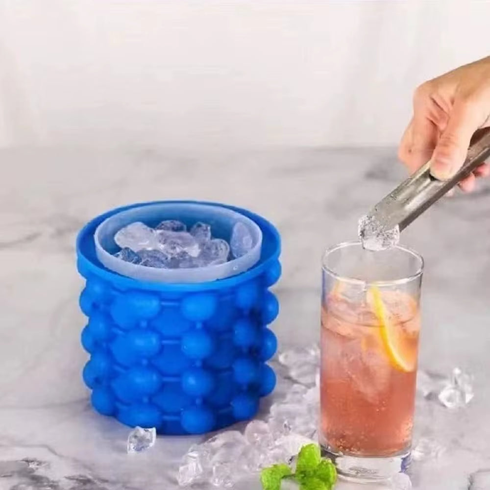 Moule À Glaçons 2 En 1, Plateaux À Glace, Grand Seau À Glace En Silicone, Machine À Boissons Glacées Portable Pour Whisky, Bière, Outils De Cuisine
