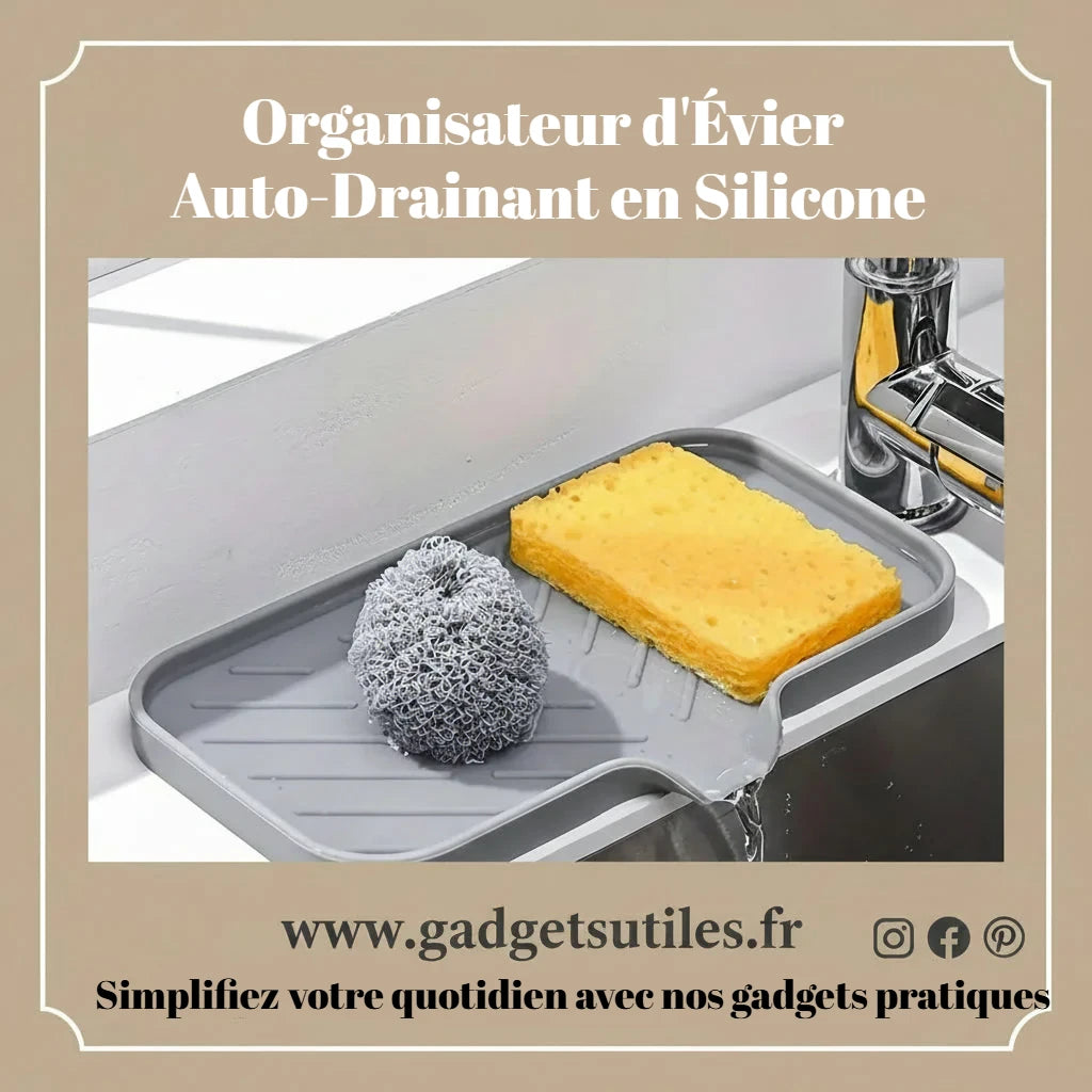 Plateau d'évier en silicone avec vidange