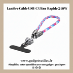 Lanière Câble USB-C Ultra-Rapide 240W | Mini Chargeur Anti-Nœuds Gadgets Utiles