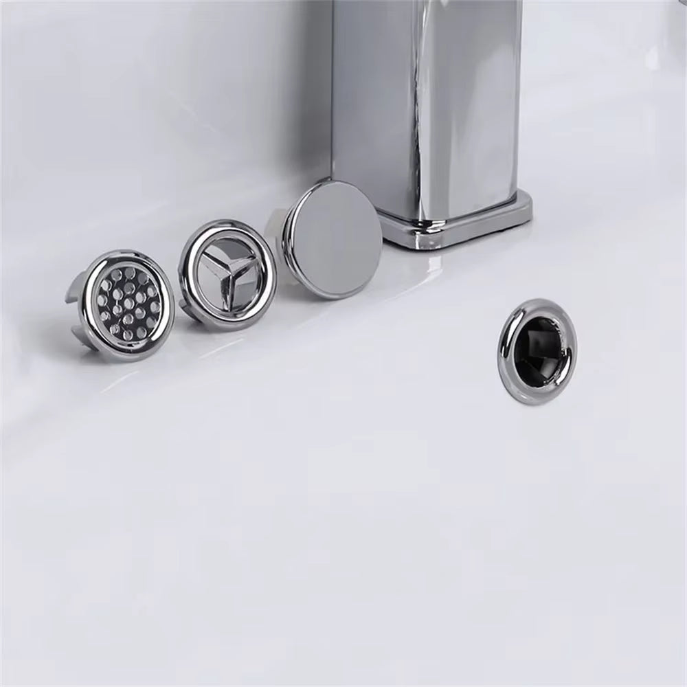 Couvercle De Trou D'Évier De Salle De Bains, 2 Pièces, Revêtement D'Habillage De Lavabo, Anneau De Débordement Galvanisé, Accessoire De Baignoire 22-24Mm, Accessoires De Lavabo