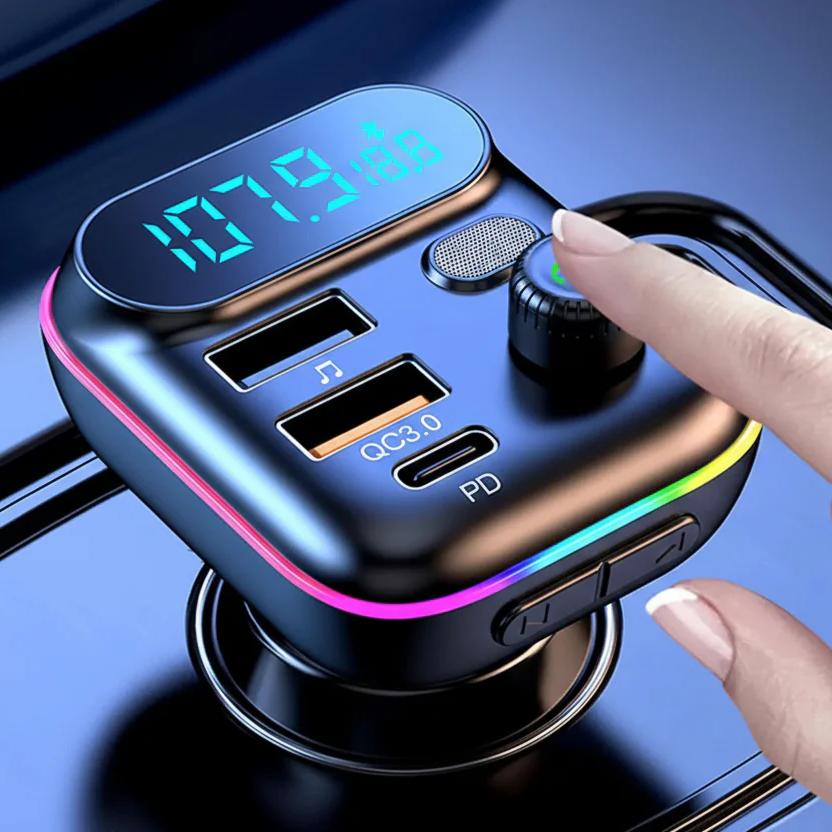 Transmetteur FM Bluetooth 5.0 Pour Voiture, Transmetteur FM USB PD, Chargeur Rapide, Accessoires Électroniques