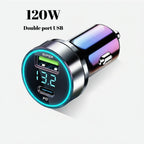 Chargeur De Voiture Rapide Pour Touristes, USB Type C, Charge Rapide Pour Iphone 13 Pro, 12-24V, 120W + PD20W